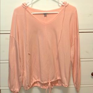 Aerie Pink Tie Bottom Hoodie